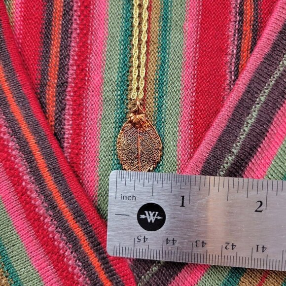 Bronze Tone Dipped Leaf Necklace Nature Jewelry Real Leaves Gold Tone Chain - Picture 4 of 7